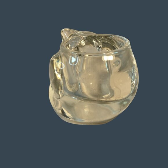 Clear Glass Cat Tealight Candle Holder Paperweight - Picture 4 of 8